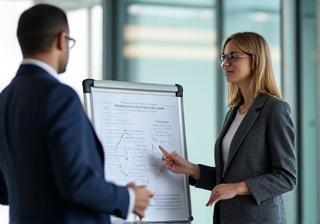 Two people discussing professional competencies